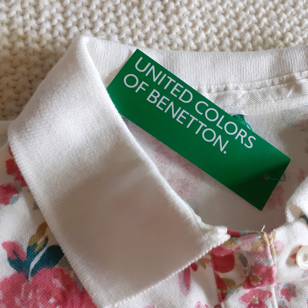 Benetton Women's Polo Tshirt - XS - White/Pink